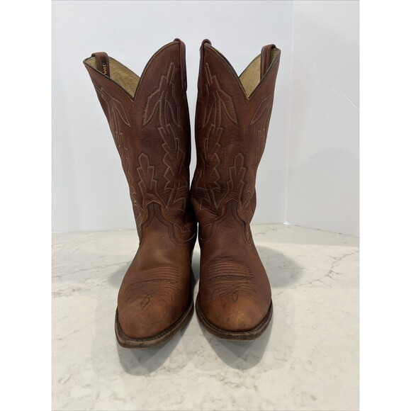 Dan Post x Marlboro Vintage Western Pointed Cowboy Boots Leather Mens 10 D Brown - Picture 6 of 16
